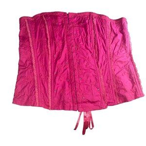 Tripp Vintage Bustier Corset Size 14 Pink Crystal Embellished Tonal Embroidery